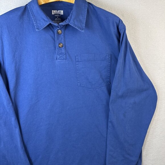 Duluth Trading Polo Shirt Mens L Blue Longtail T Long Sleeve Outdoors Workwear - Picture 5 of 12